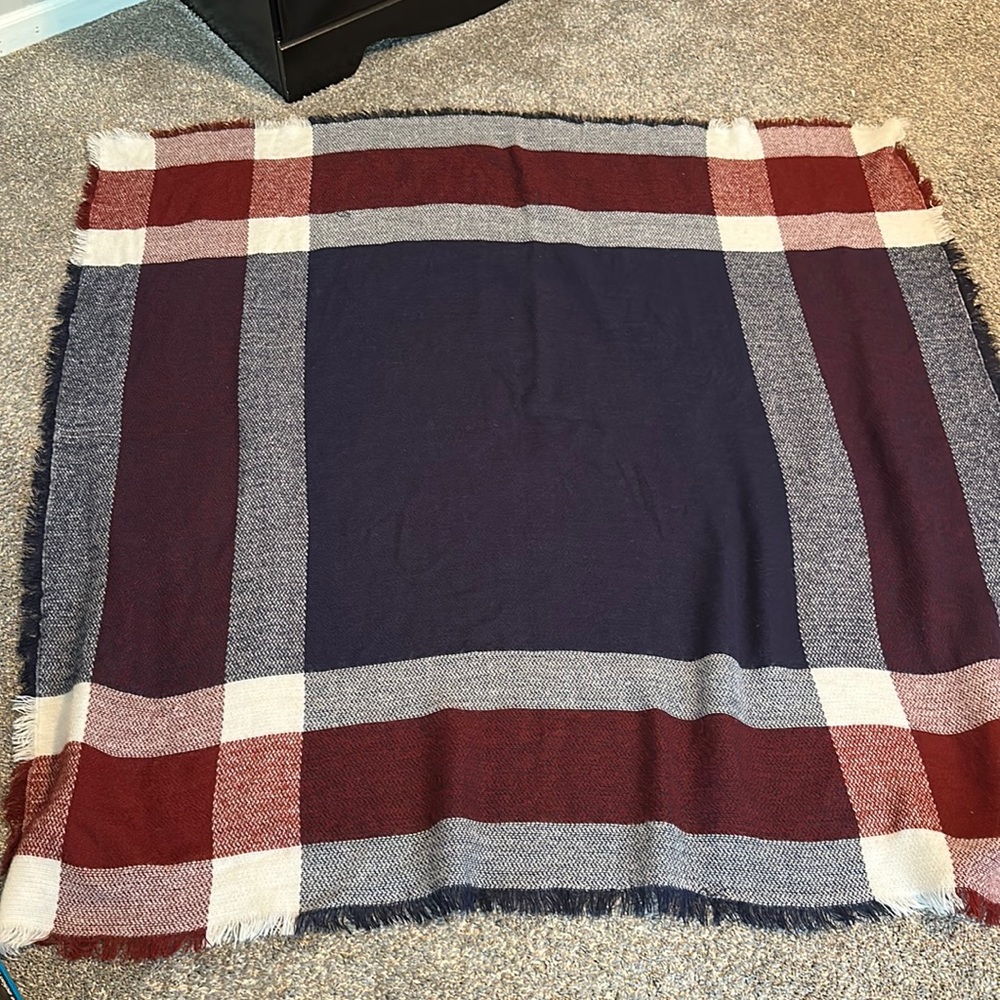 🍁Fall🍁 Red, Navy, and White Plaid Blanket Scarf